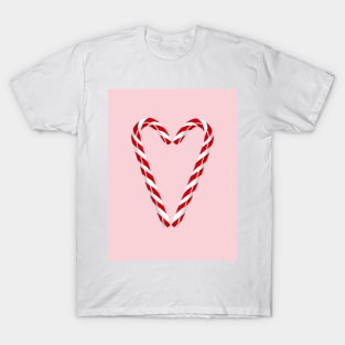 A candy cane heart on bubblegum pink T-Shirt